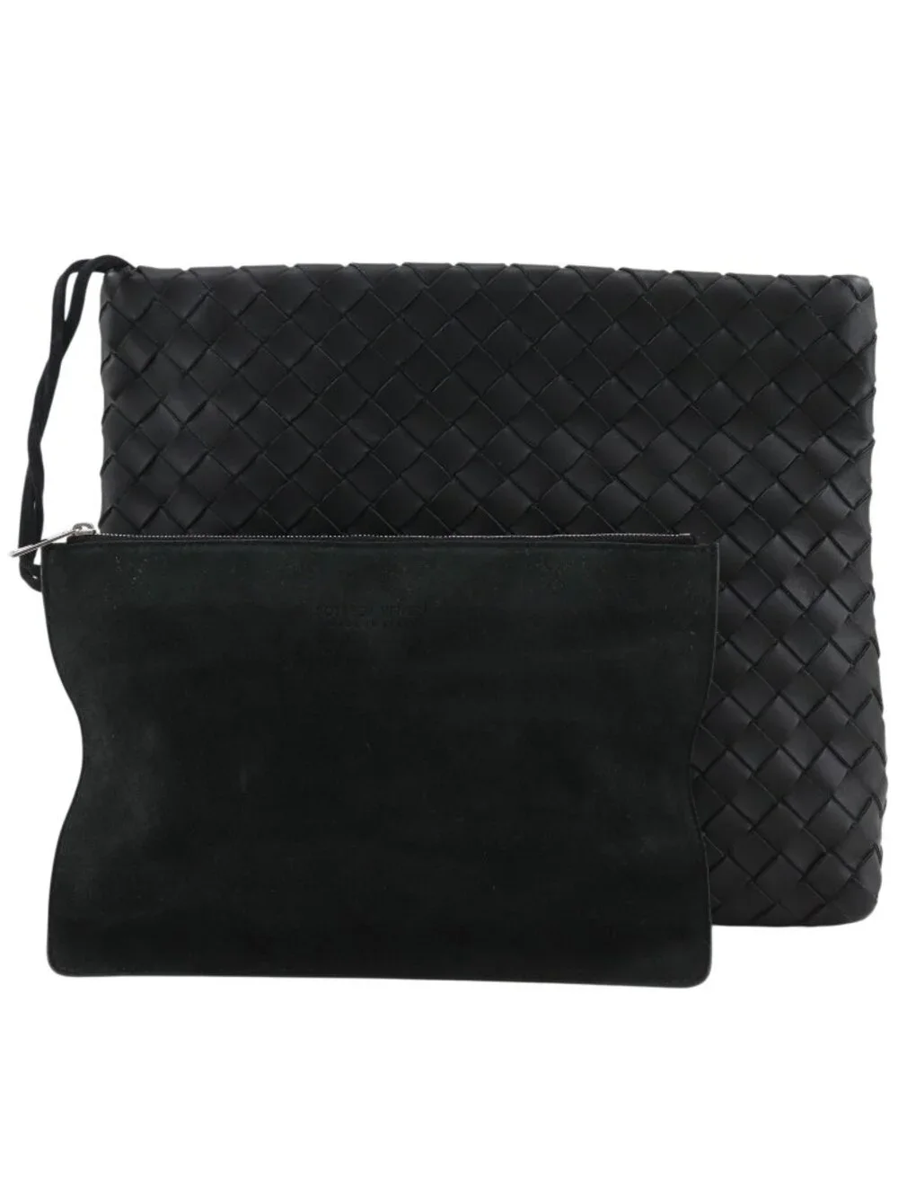 Bottega Veneta Classic Hydrology Intrecciato Leather Black Clutch